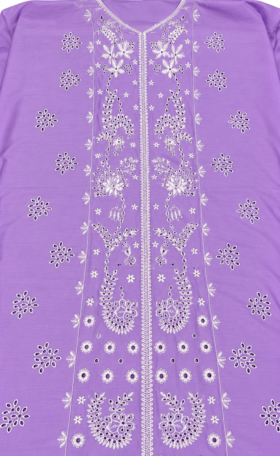 Lavender Purple Embroidered Dhanak 3 Piece Suit